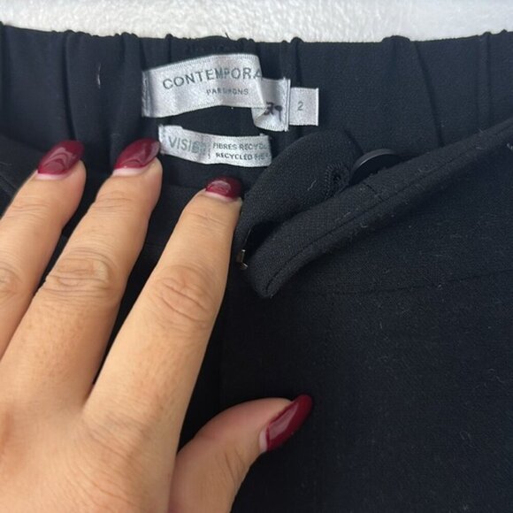 Simons High Rise Elastic Waist Cropped Straight Leg Flat Front Black Trousers - Picture 5 of 5